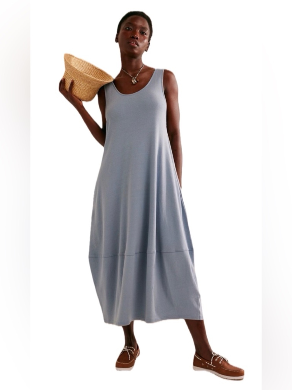 Free People Blue Perth Barrel Tee Midi Dress, size Small